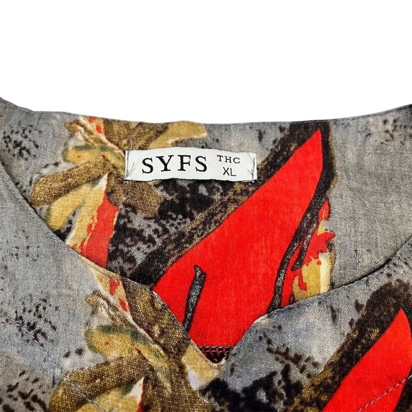 SYFS THC Women's XL Abstract Art Short Sleeve Dress Multicolor Casual - Picture 8 of 9